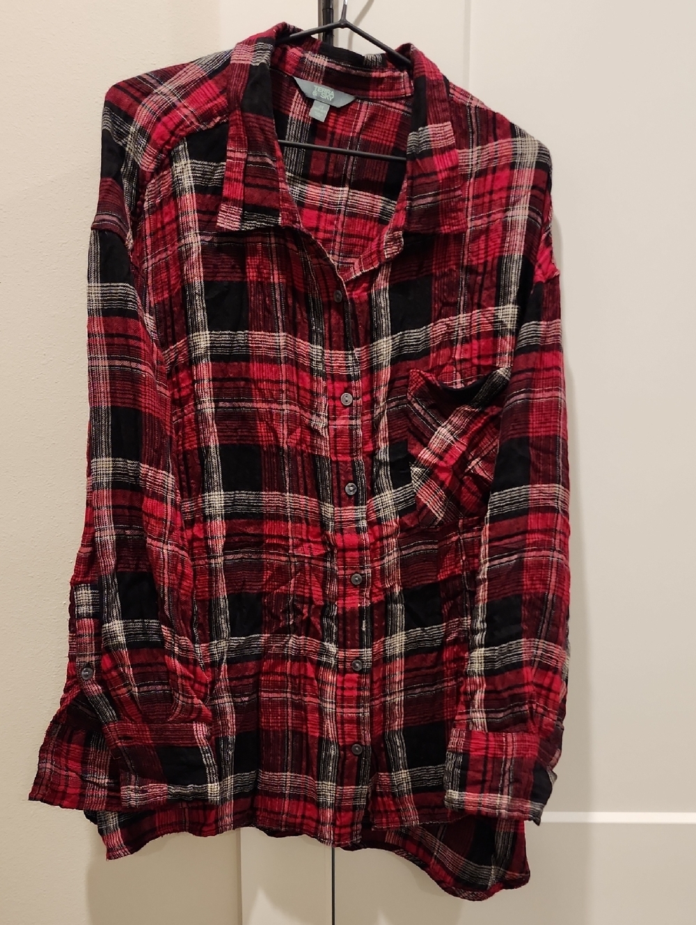 Terra & Sky Red and Black Plaid Button-Down Shirt